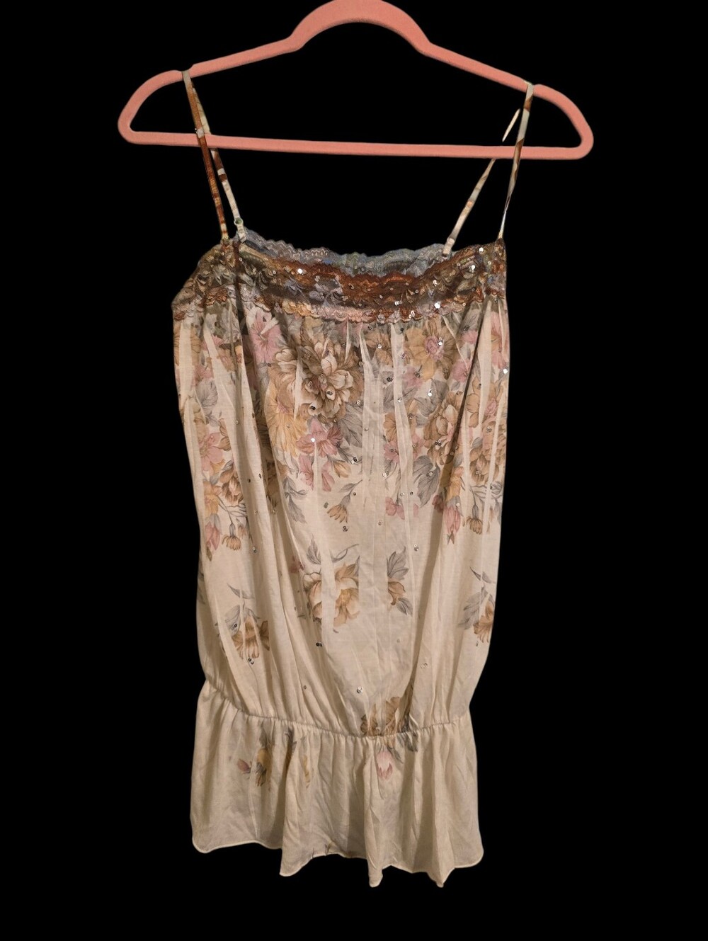 Vintage | Floral Lace-Trim Tank